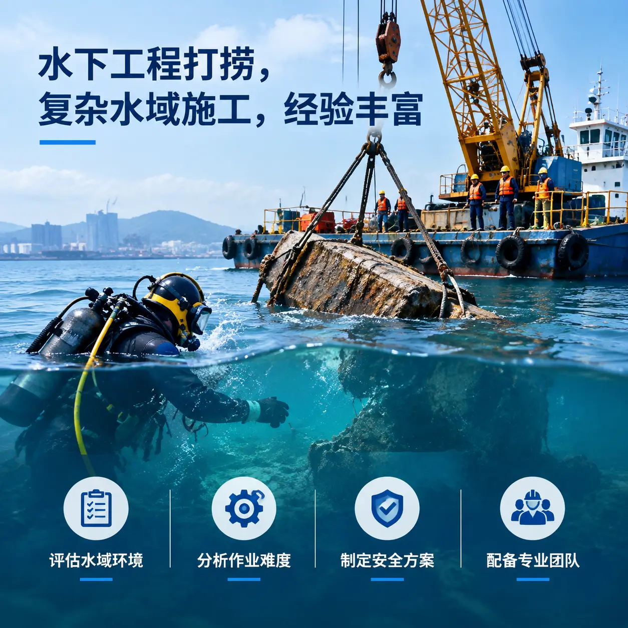 水下工程打捞,复杂水域施工,经验丰富田家庵